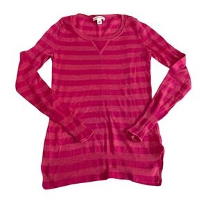 Banana Republic Striped Long Sleeve Sweater Pink Coral XS Linen Blend